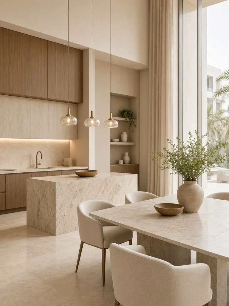 Conceptual open-plan kitchen and dining